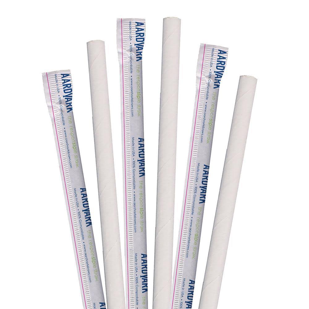 Giant White Wrapped Paper Straw - 2200/Case V34010