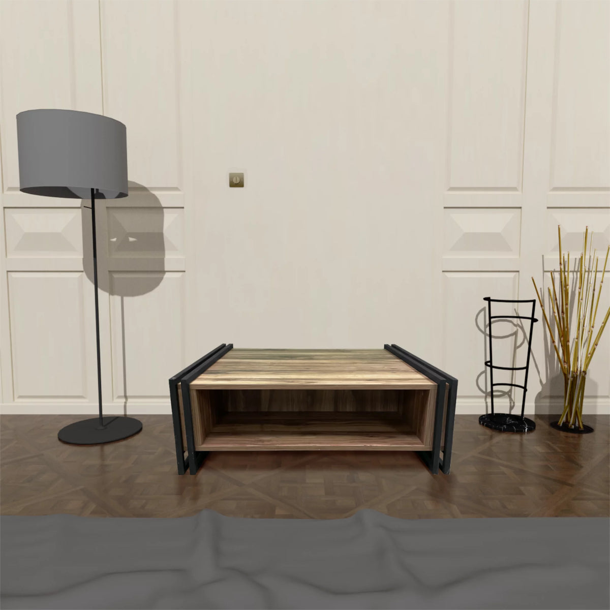 Mid-Century Modern Wood Coffee Table with Storage G320