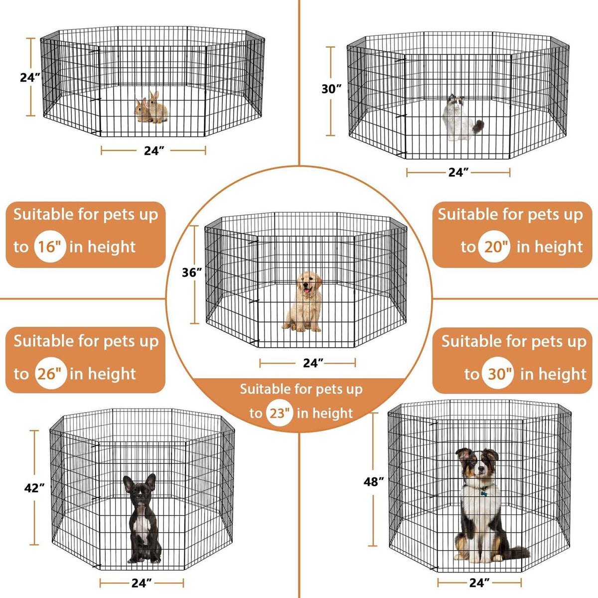 Folding 8 Panel Pet Playpen S317595
