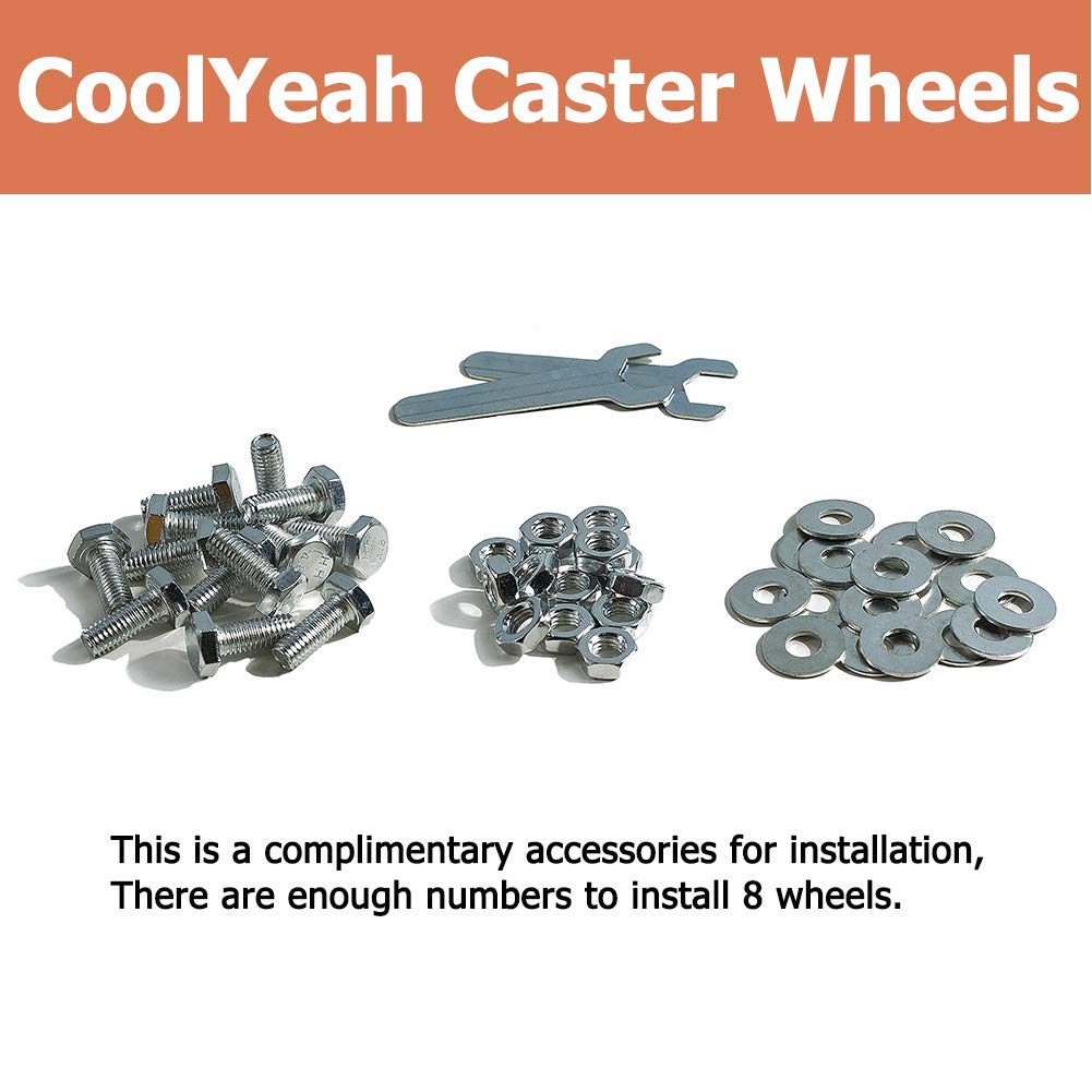 4 inch Swivel Plate PVC Caster Wheels, Heavy Duty Locking Casters (Pack of 8, 4 with Brake & 4 Without) C58794