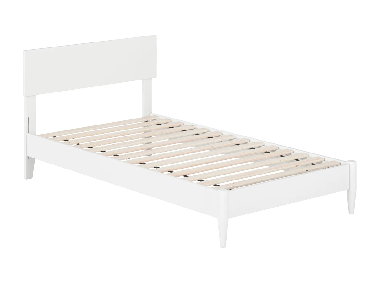 White Solid Wood Low Profile Platform Bed S416