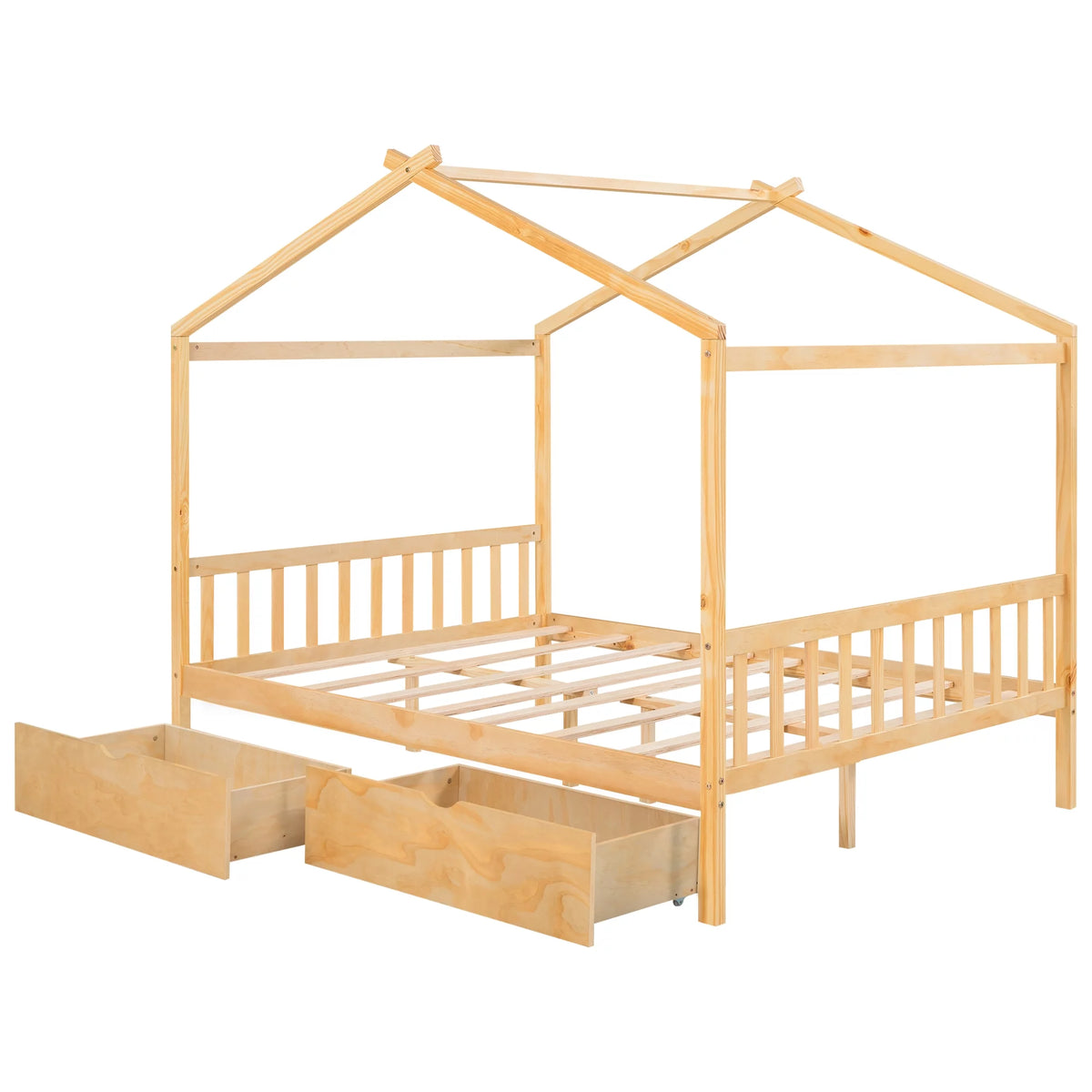 Full Size House Bed with Roof and 2 Drawers Y731