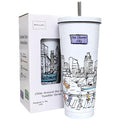 25 Oz Vacuum Insulated Stainless Steel Tumbler with Lids & Straw C321