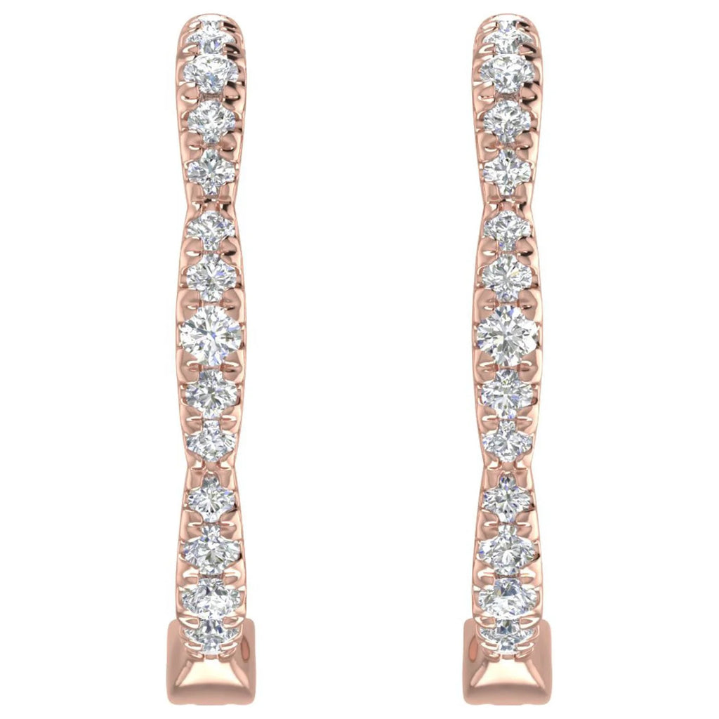 1/4 Carat Diamond Hoop Earrings in 10K Rose Gold H2234