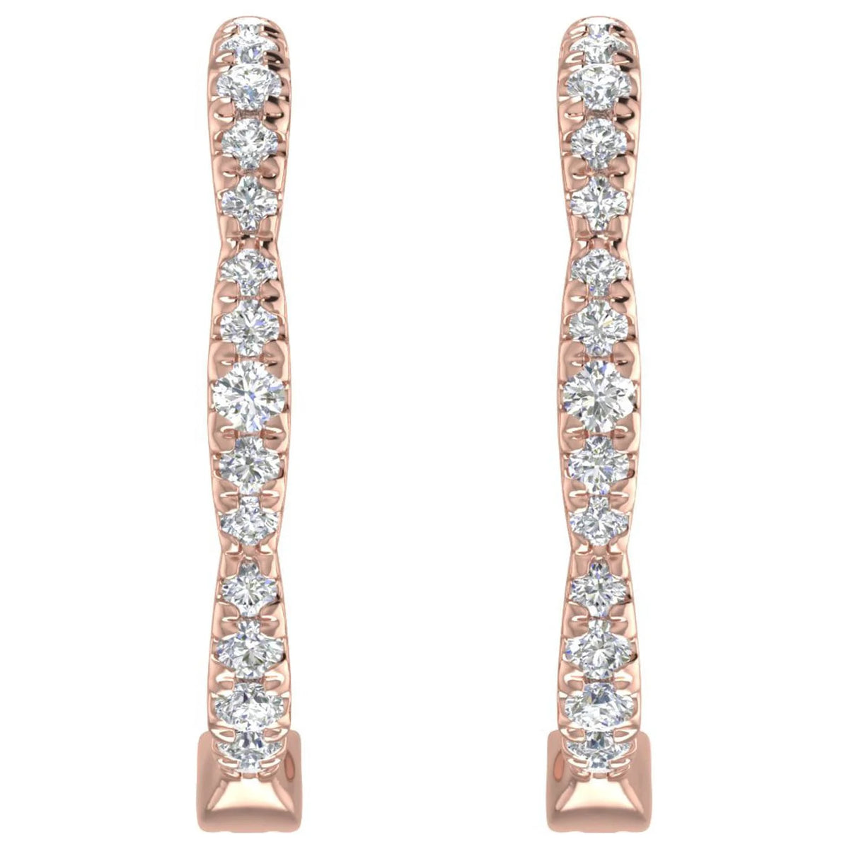 1/4 Carat Diamond Hoop Earrings in 10K Rose Gold H2234