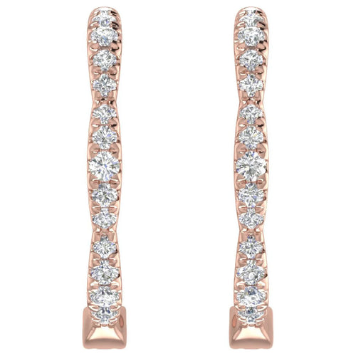 1/4 Carat Diamond Hoop Earrings in 10K Rose Gold H2234