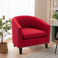 Brown Leather Upholstered Accent Arm Chair with Solid Wood Legs O4836