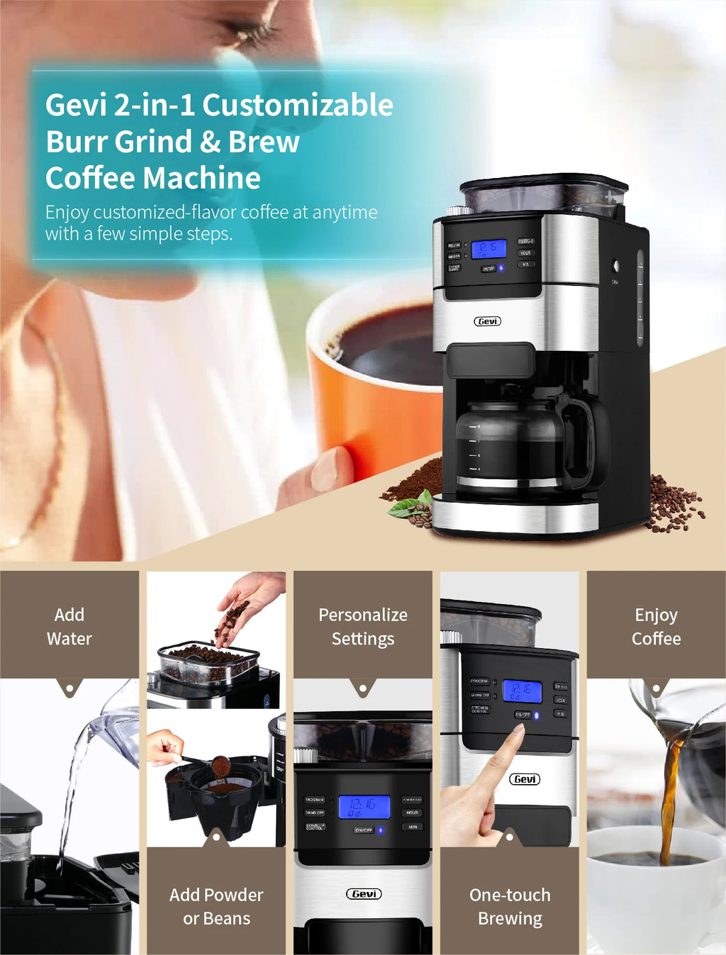 10-Cup Programmable Grind and Brew Coffee Maker D27458