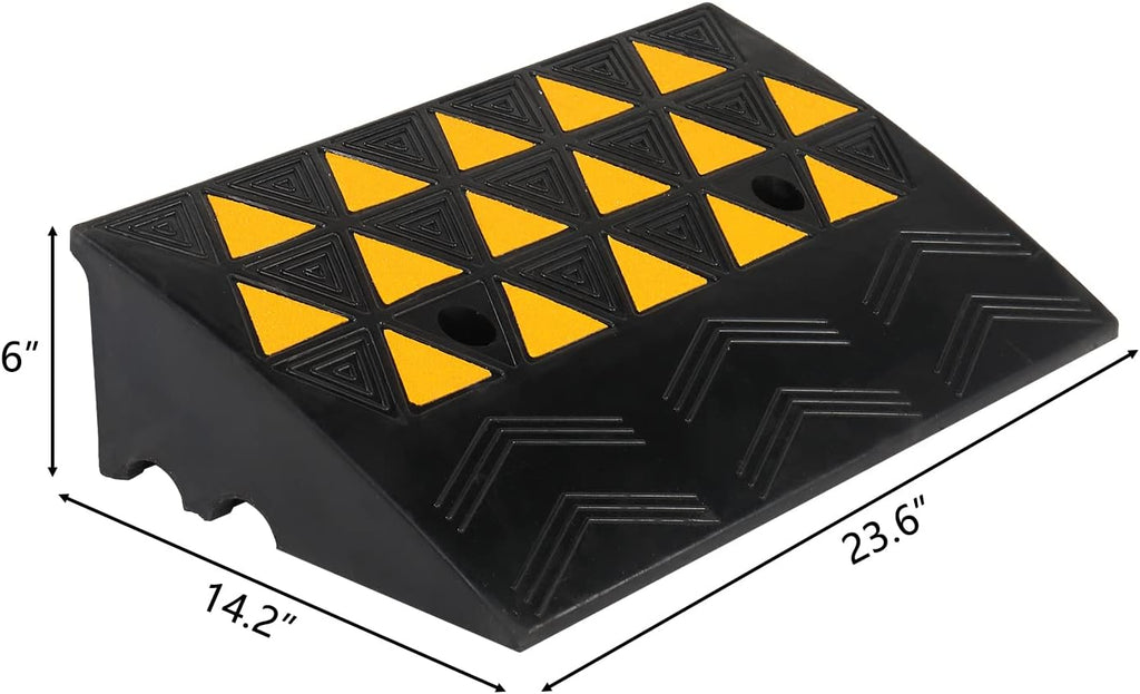 2PCS 6 Rubber Car Curb Ramps, Anti-Slip Heavy Duty Threshold Ramp with Expansion Bolts C2878