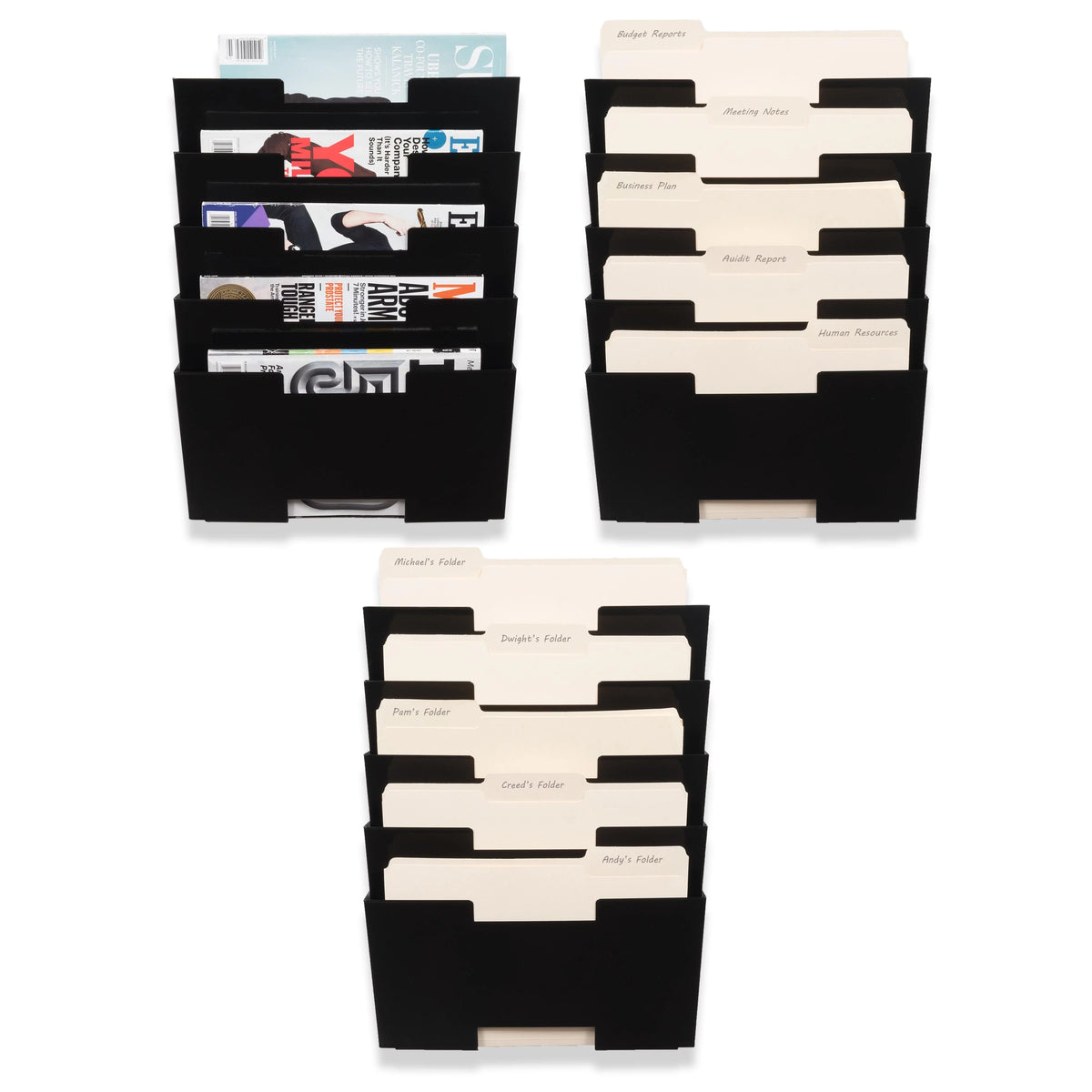 Black Steel Wall Mount Magazine Rack 15 Pockets M2087
