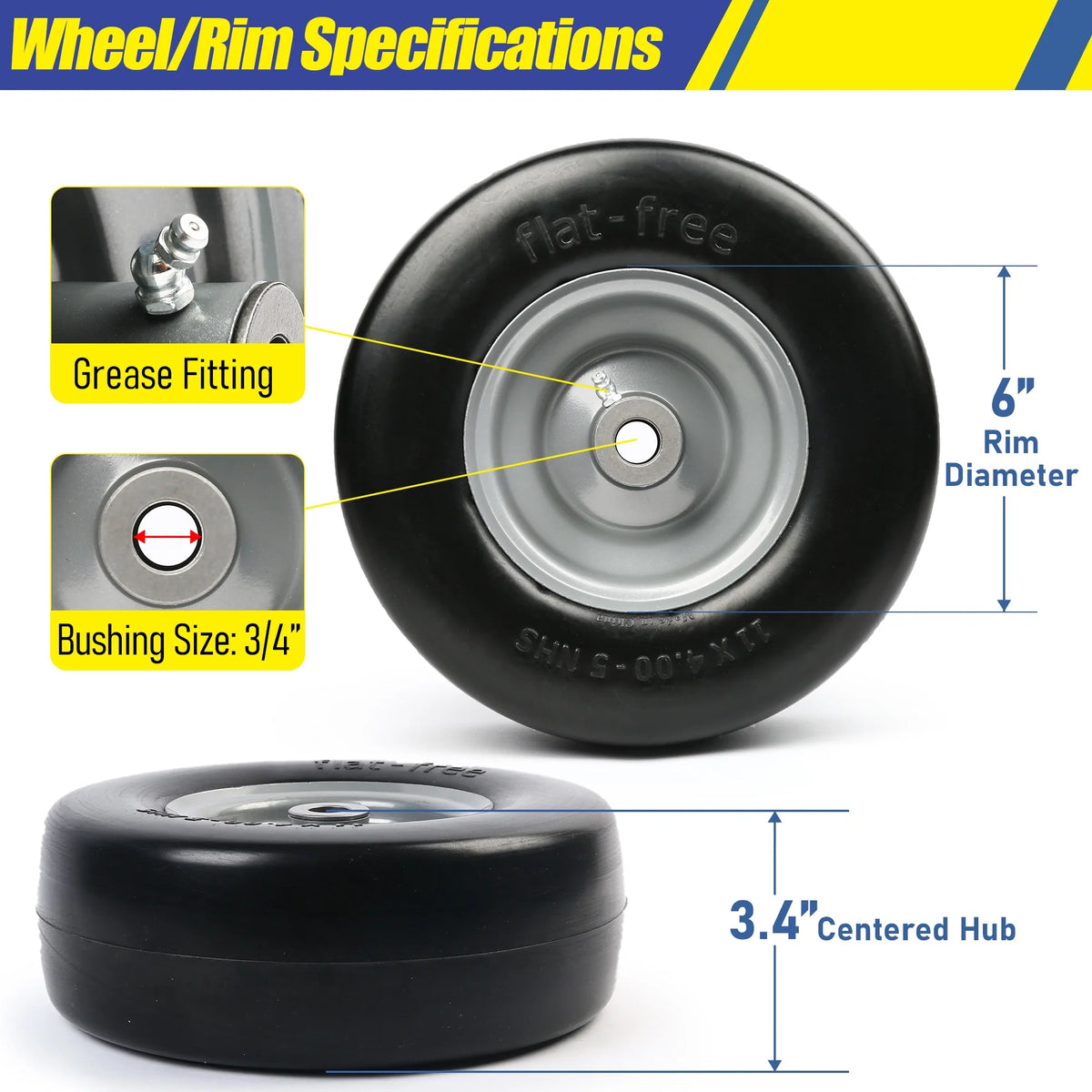 Flat Free Lawn Mower Tire and Wheel L907014