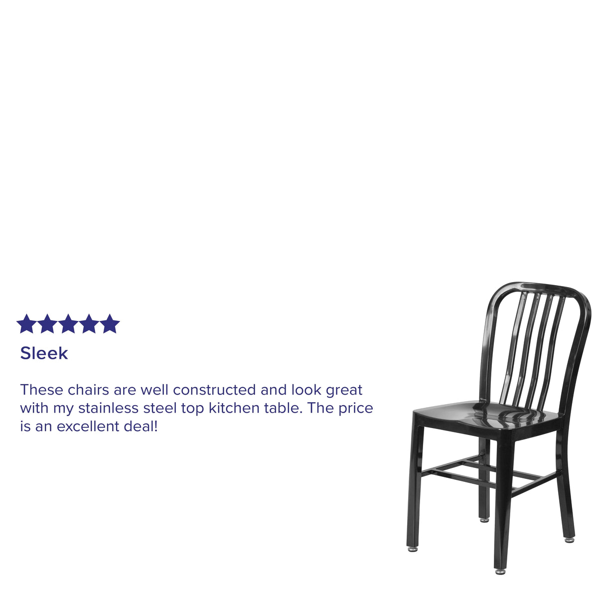 18 Inch Black Galvanized Steel Indoor/Outdoor Dining Chair I61061