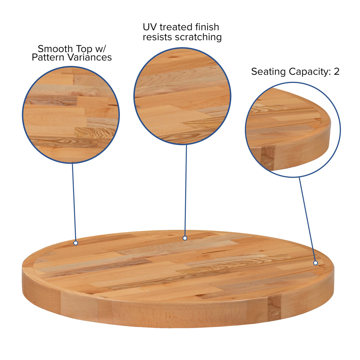 24" Round Butcher Block Style Table Top X625