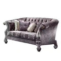 Purple Velvet Love Seat Sofa with Toss Pillows V684