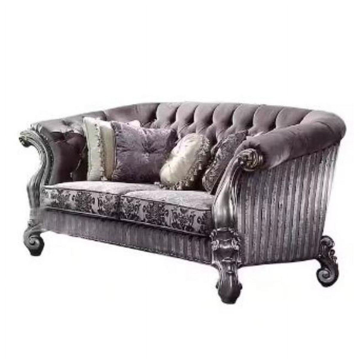 Purple Velvet Love Seat Sofa with Toss Pillows V684