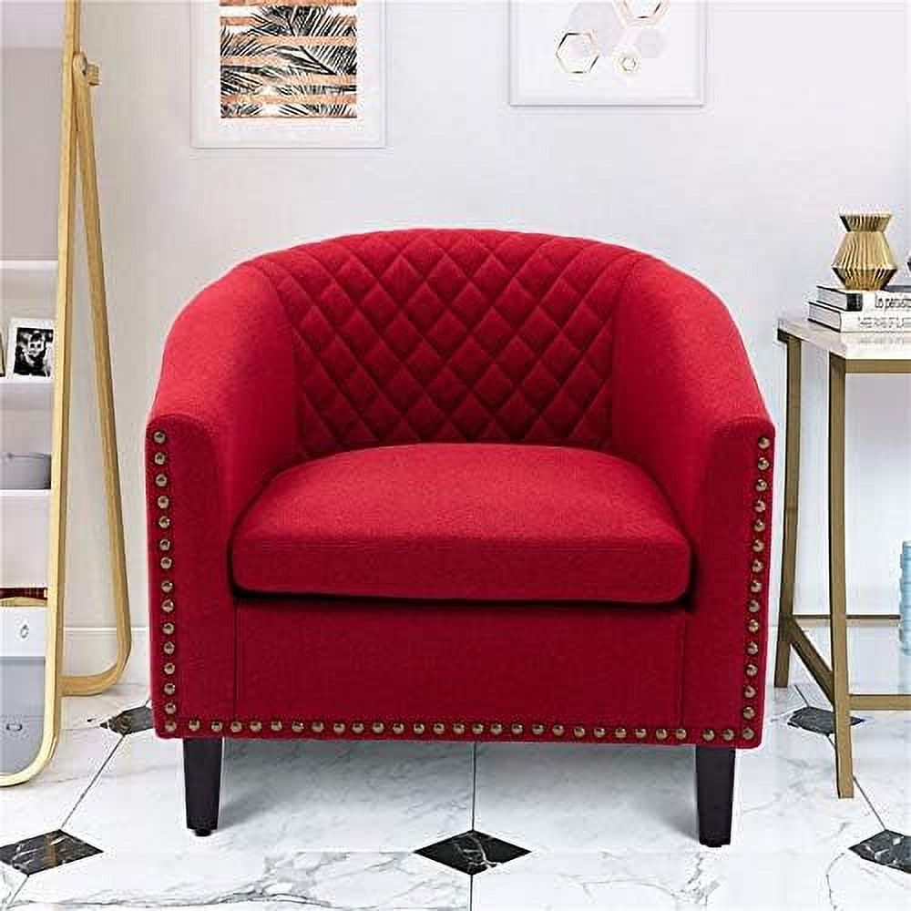 Brown Leather Upholstered Accent Arm Chair with Solid Wood Legs O4836