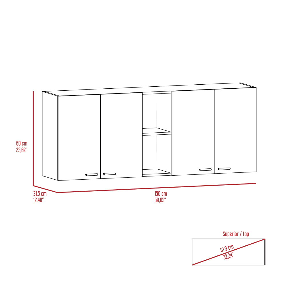 7-Shelf 4-Door 2-Piece Kitchen Set White and Light Oak E58982