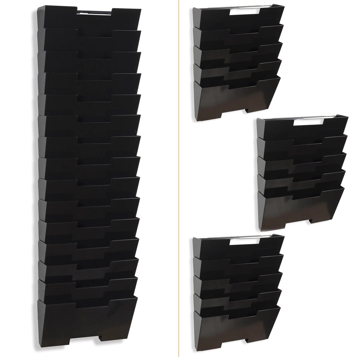 Black Steel Wall Mount Magazine Rack 15 Pockets M2087
