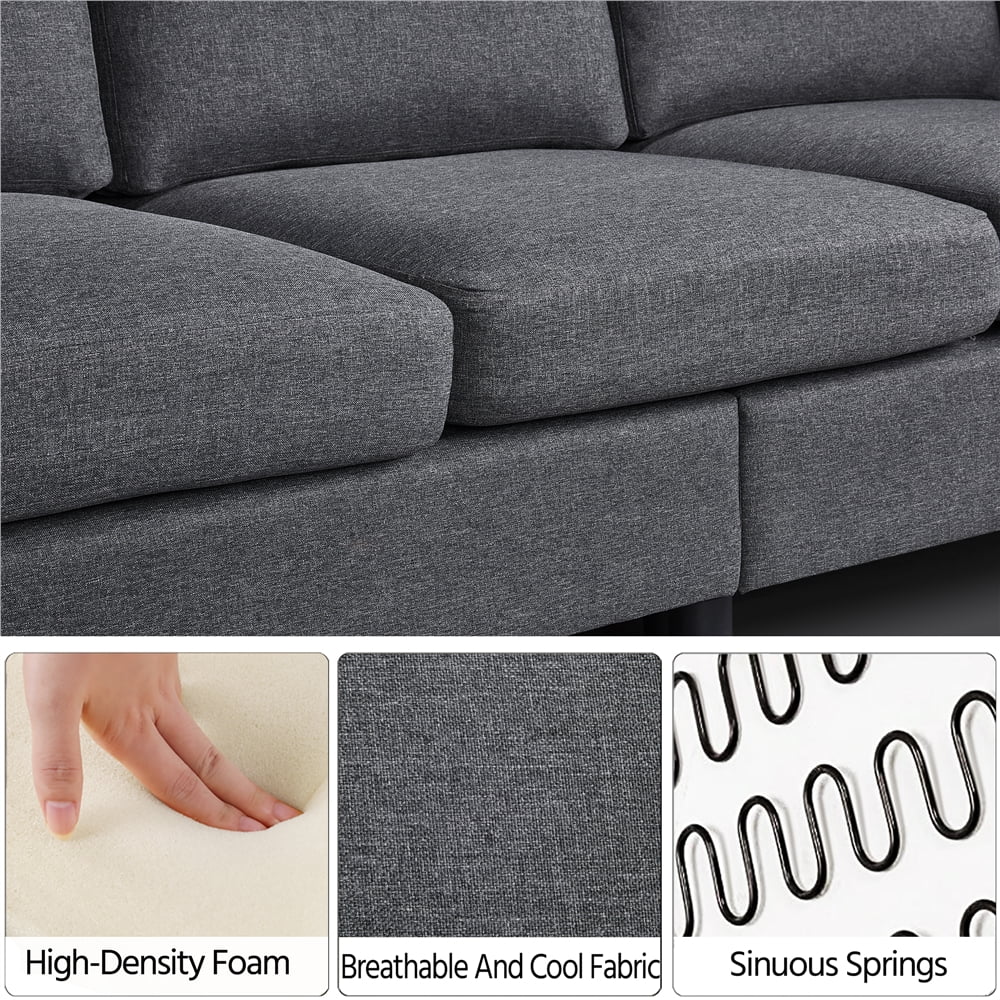 Gray Fabric 3-Seater Sofa Y955