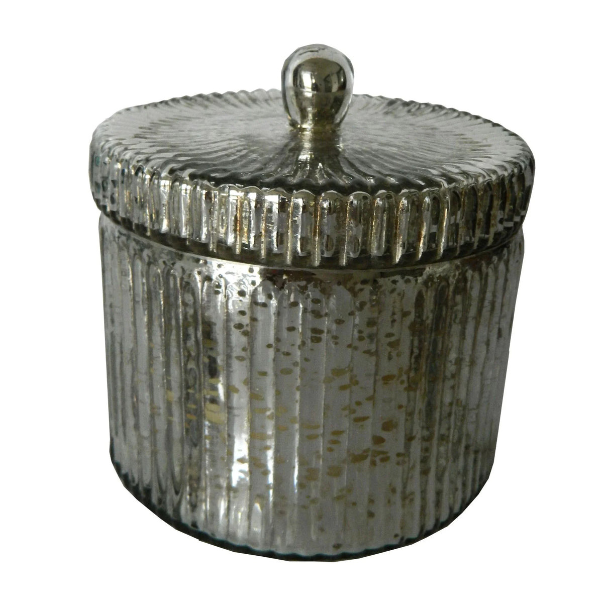 5" Silver Antique Earl Grey Scented Soy Wax Candle with Lid E8312