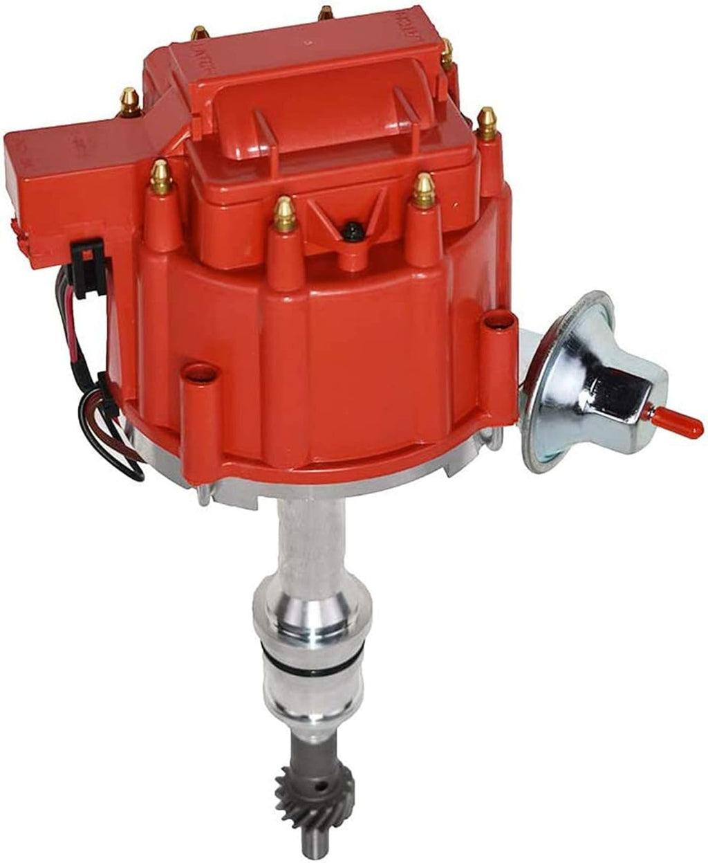 HEI Distributor 65K Coil Complete with 8mm Red Silicone Spark Plug Wires and Battery-Pigtail Harness Kit R788