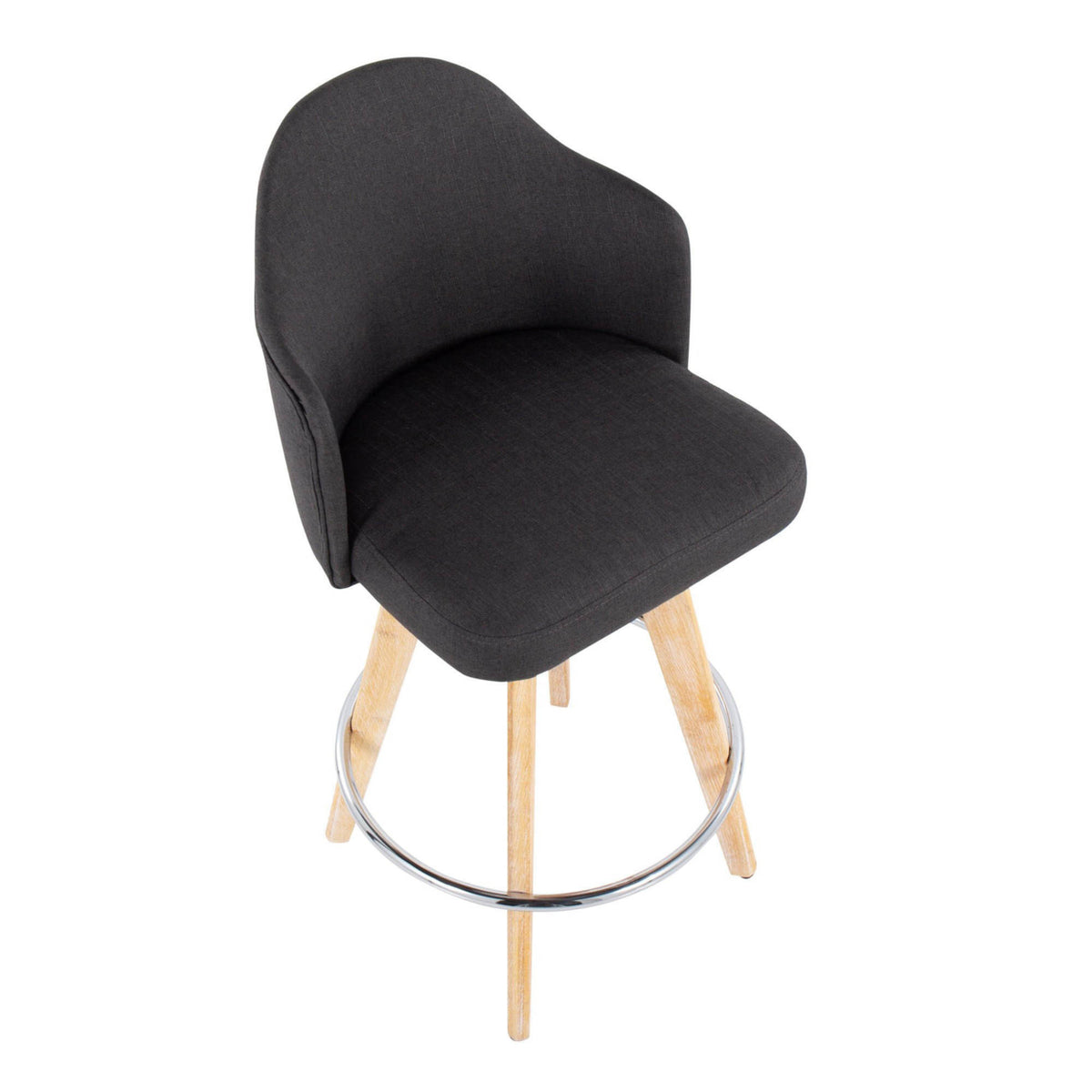 Charcoal Counter Stool with Natural Bamboo Legs and Chrome Metal Footrest L5251