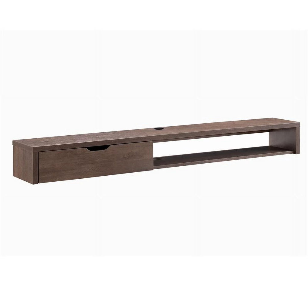 Walnut Oak Wood Floating TV Stand with Storage T294895