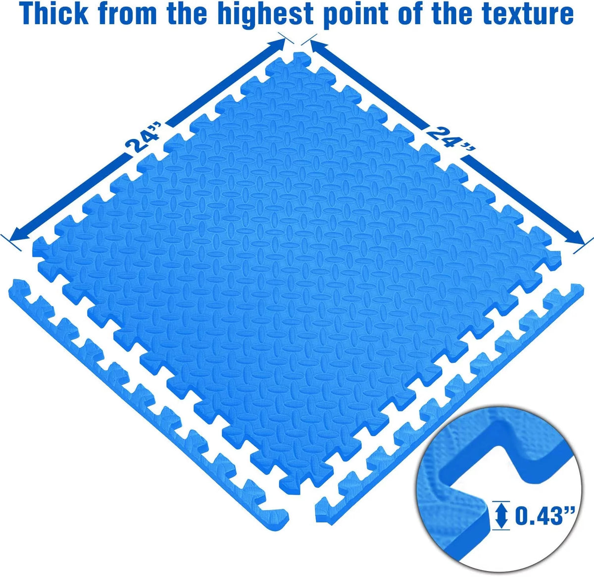 6 pcs Interlocking Exercise Foam Mats 3/8 inch Black T3856