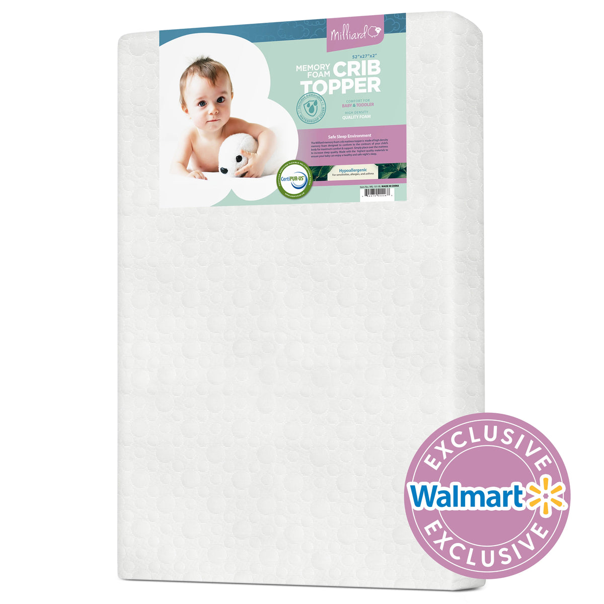 Ventilated Memory Foam Crib and Toddler Mattress Topper with Waterproof Cotton Cover O1328