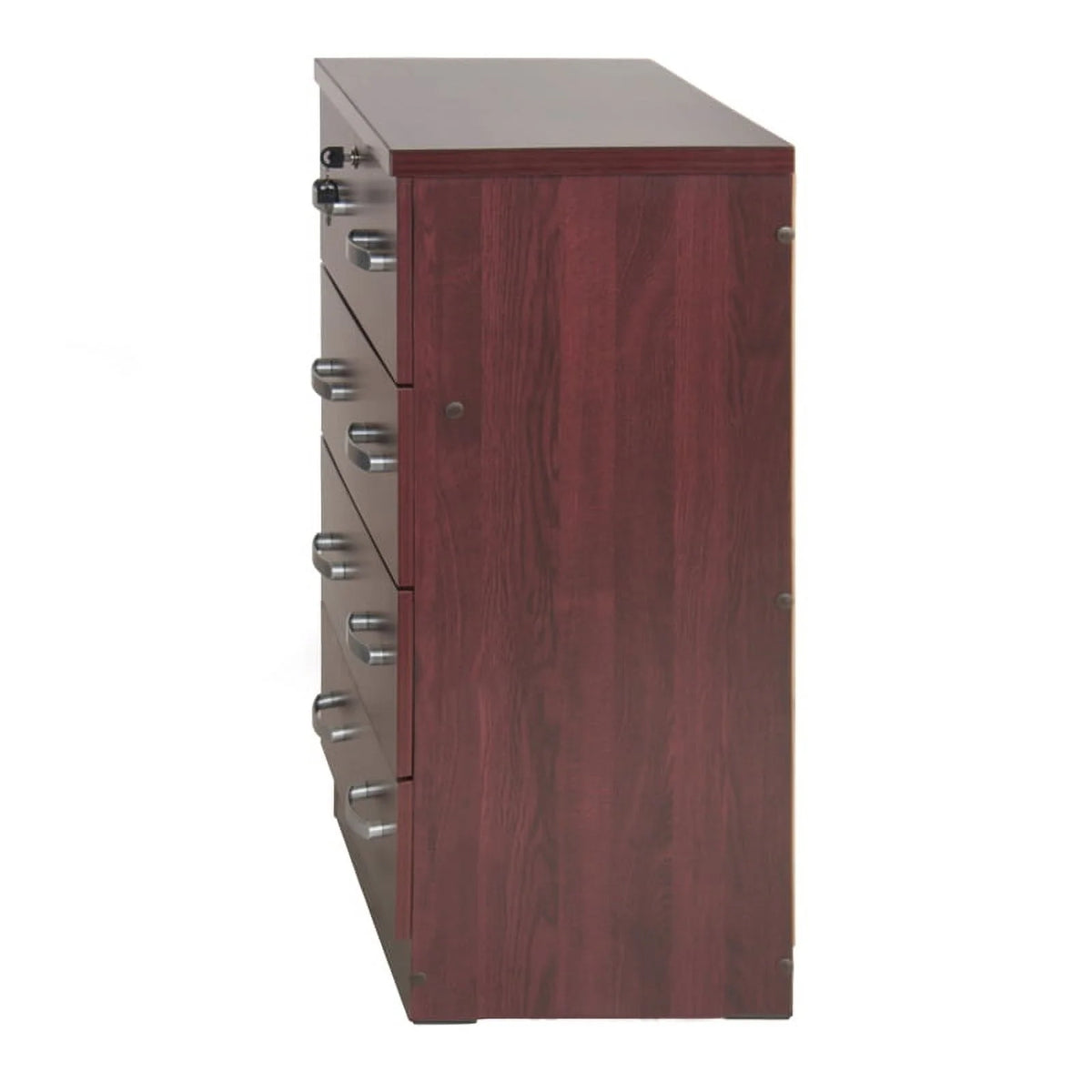 Pine Twin Bed and Dresser with Lock in Mahogany I4766