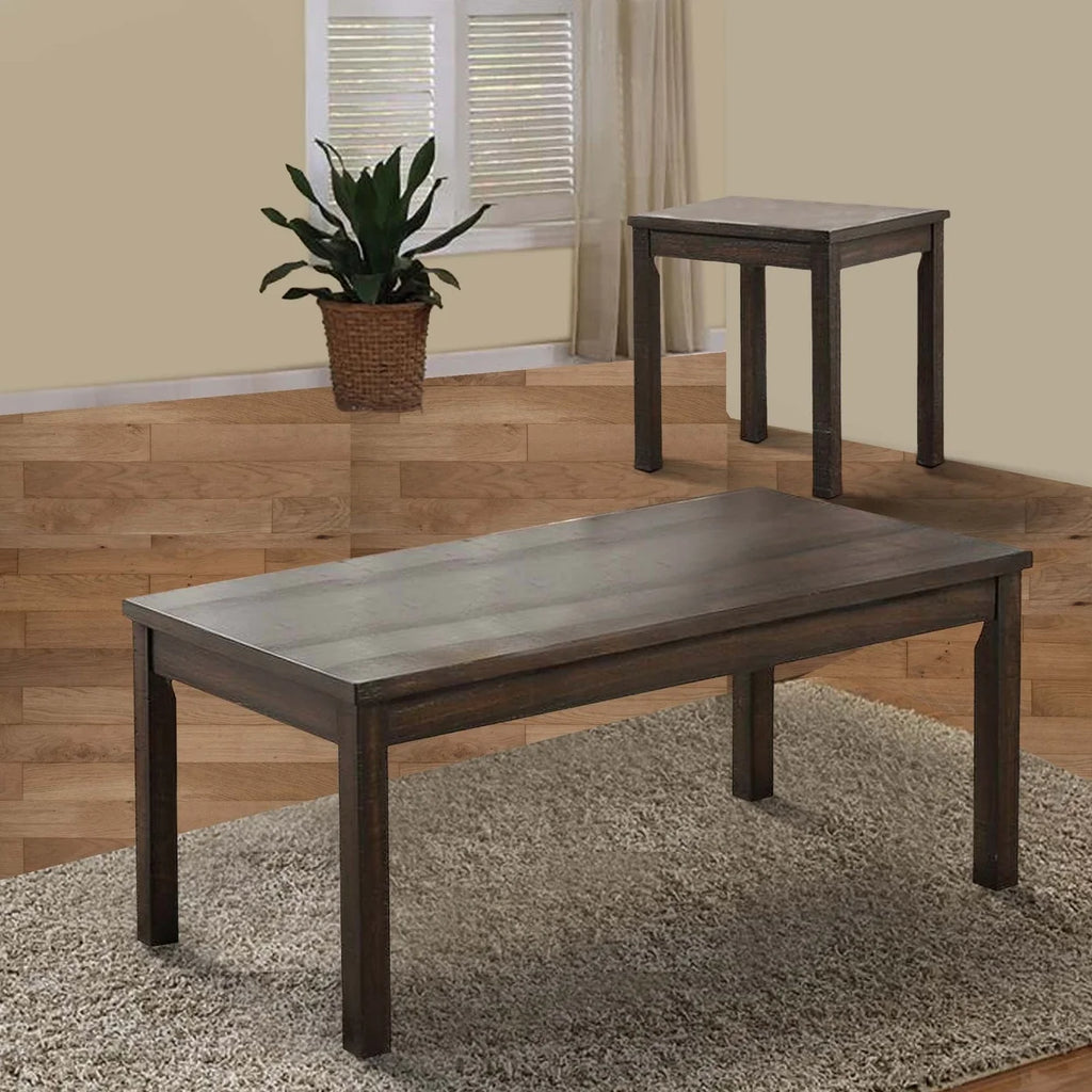3 Piece Coffee Table and End Table Set Dark Brown W167597