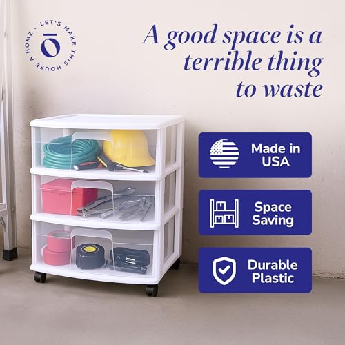 3-Tier Clear Plastic Storage Organizer Cart with Wheels D49133