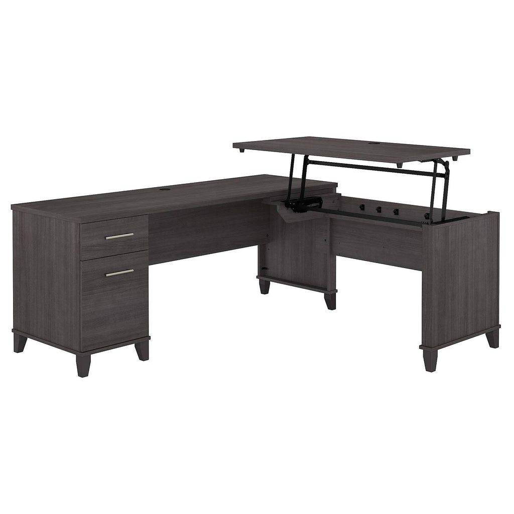 72W Storm Gray Sit to Stand L Shaped Desk G56357
