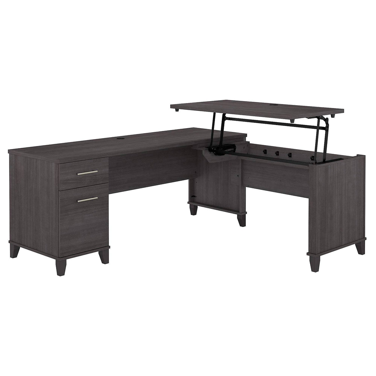 72W Storm Gray Sit to Stand L Shaped Desk G56357