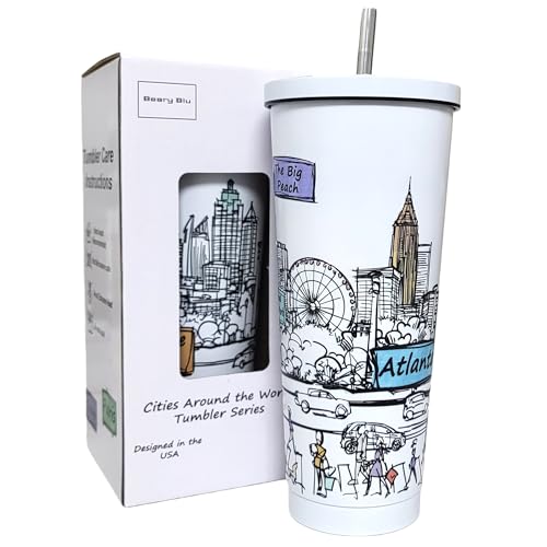 25 Oz Vacuum Insulated Stainless Steel Tumbler with Lids & Straw C321