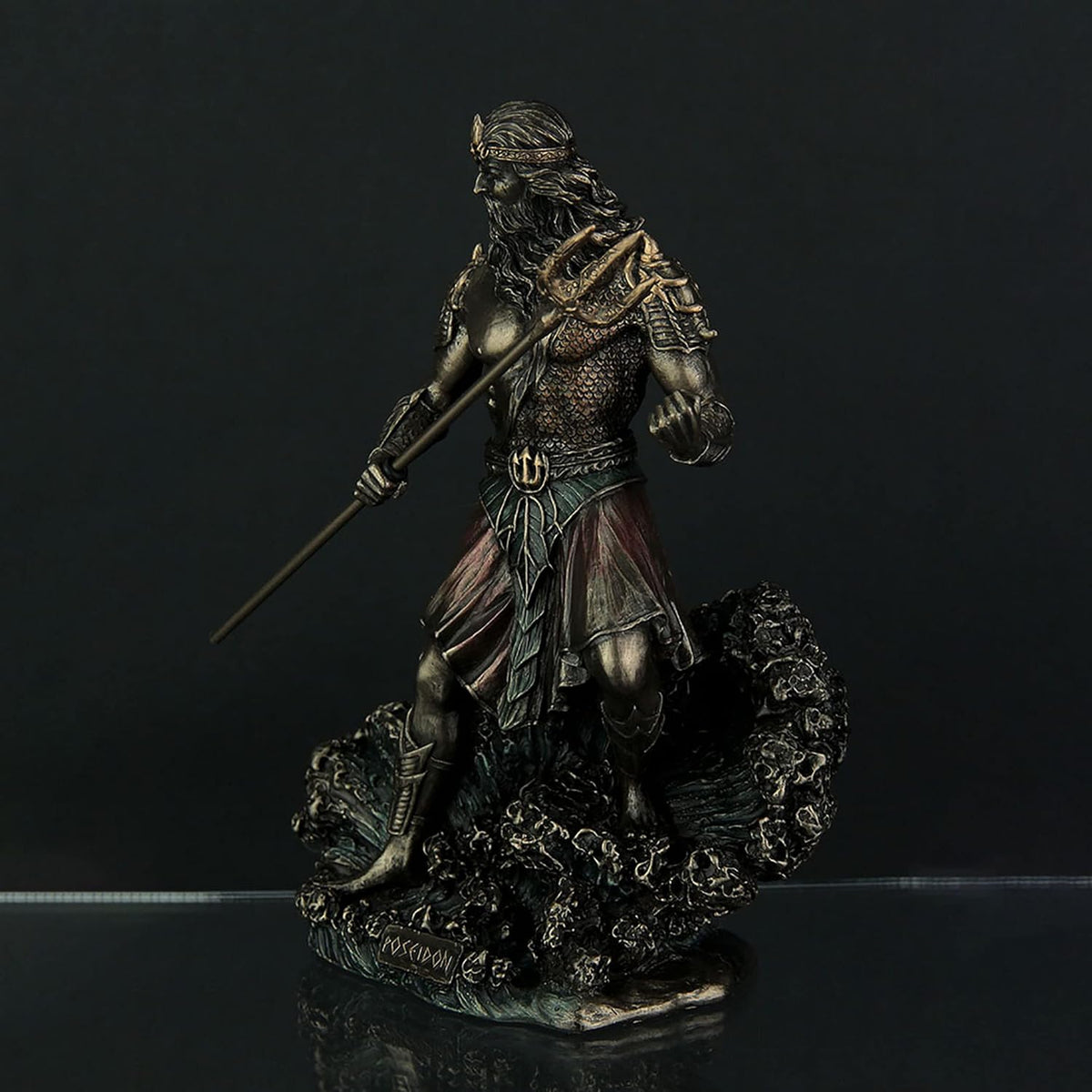 8 Tall Poseidon Statue Cold Cast Resin Antique Bronze Finish Sculpture H727