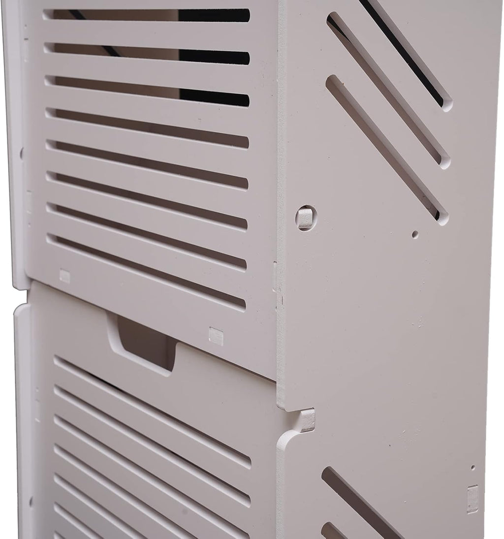 White 2 Tier Narrow Shoe Cabinet K3150