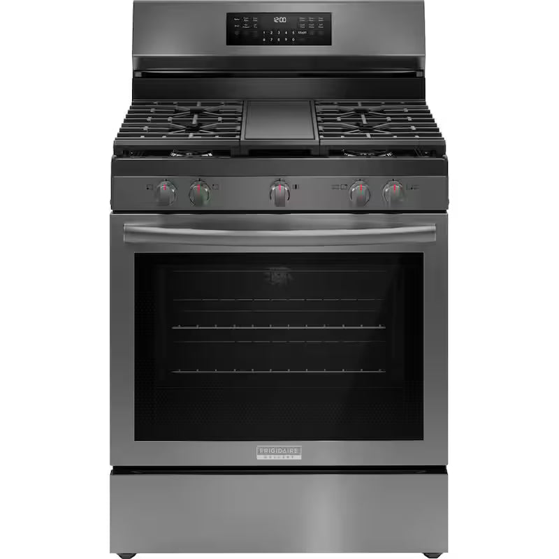 30 in. 5 Burner Freestanding Gas Range in Black Stainless Steel with True Convection and Air Fry D5294