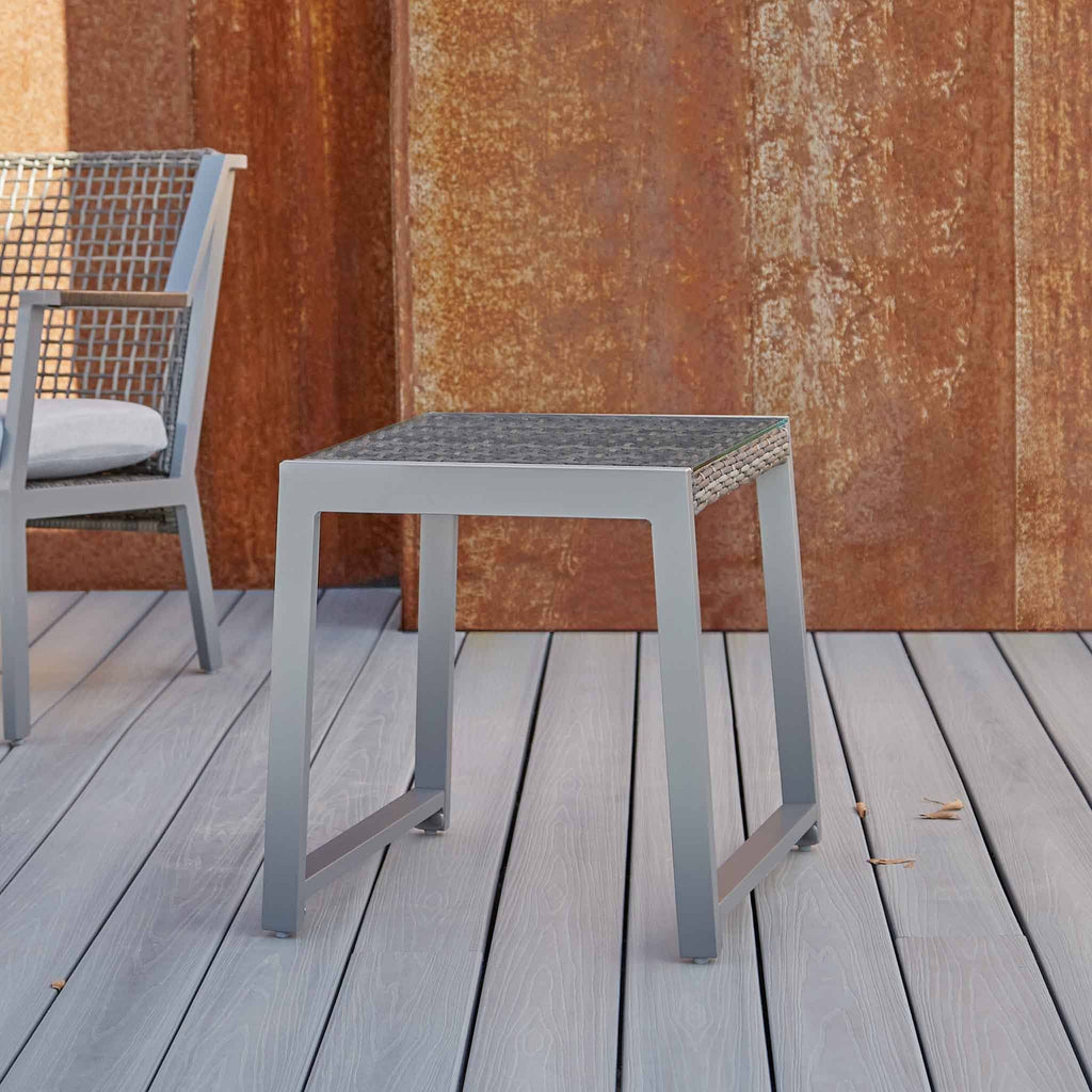 Gray Aluminum Patio End Table, 2 count P35298