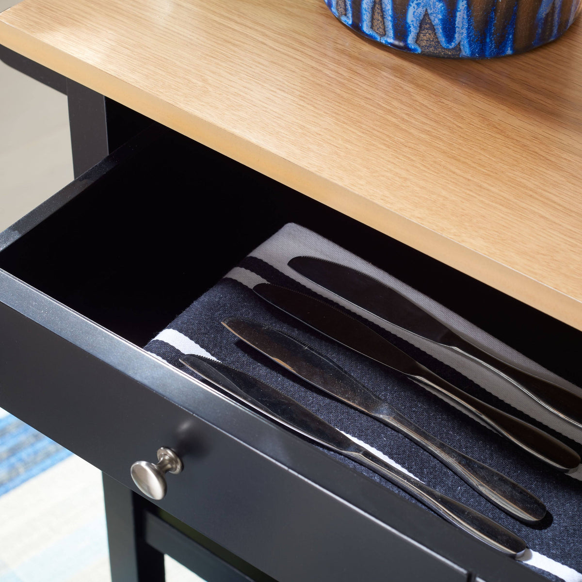 Black 2 Drawer 3 Shelf Kitchen Cart N98401