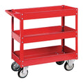 30 in. x 16 in. 3-Shelf Steel Service Cart, Red S84447