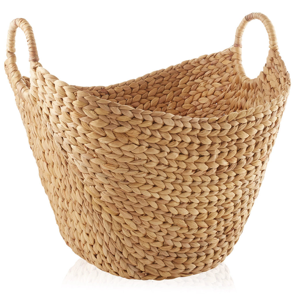 Large Woven Water Hyacinth Laundry Basket with Handles R207460