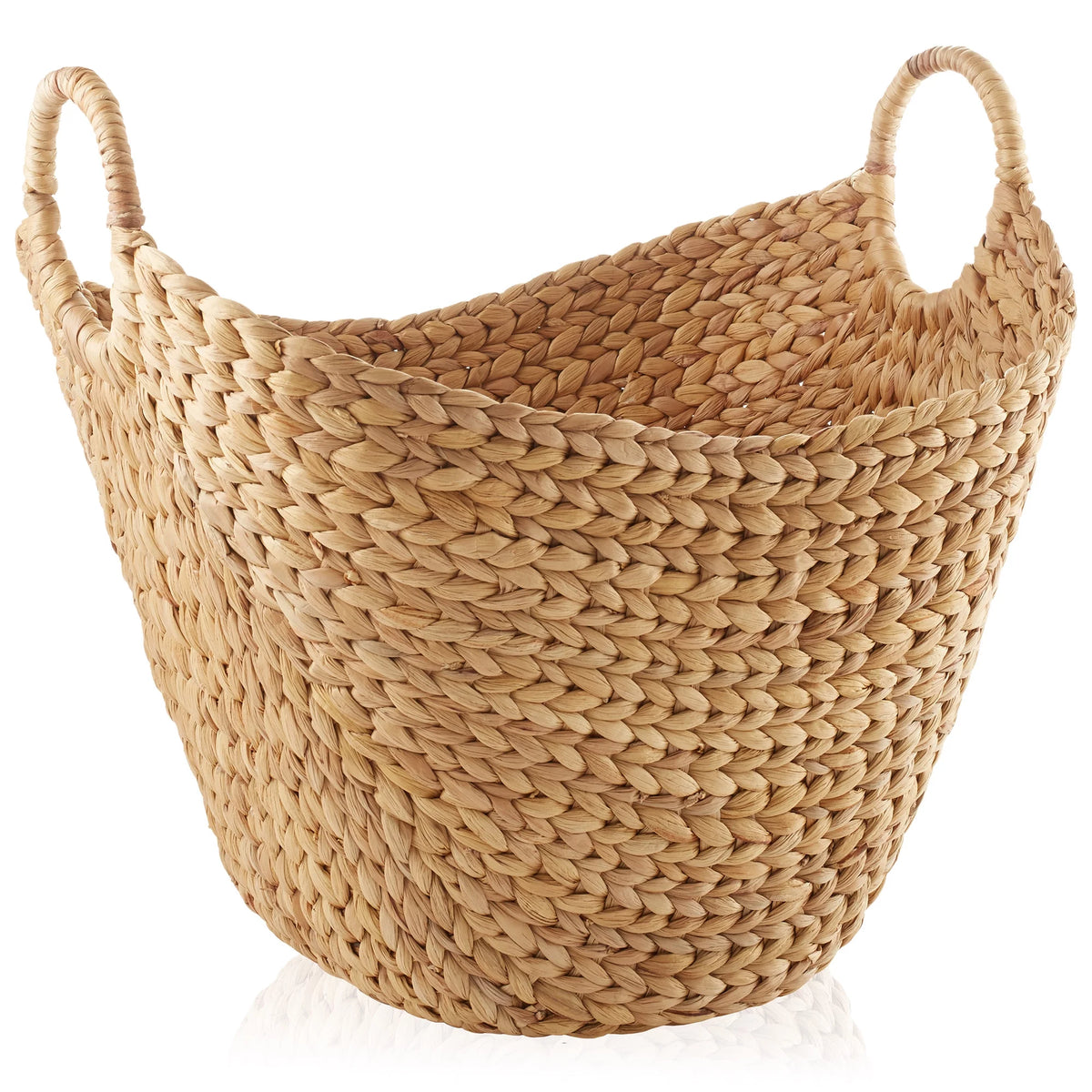 Large Woven Water Hyacinth Laundry Basket with Handles R207460