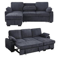 86 Inch Chenille L Shaped Sleeper Sectional Sofa with Storage Chaise A906