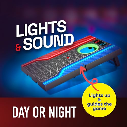 Electronic Cornhole Board Set with Auto Scoring and 8 Bean Bags O878821