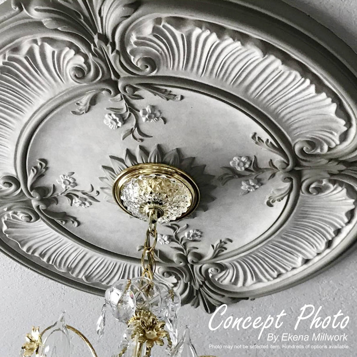 24 1/8x22OD x 4 3/8x22ID x 2 1/4x22P Hand-Painted Ultra Pure White Ceiling Medallion U973040