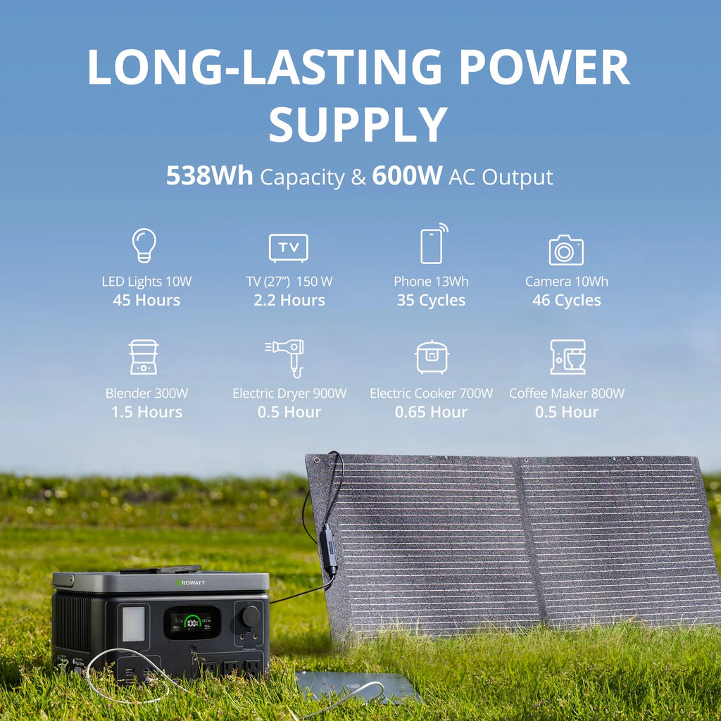 Portable Power Station 538Wh LiFePO4 600W AC Output V8195