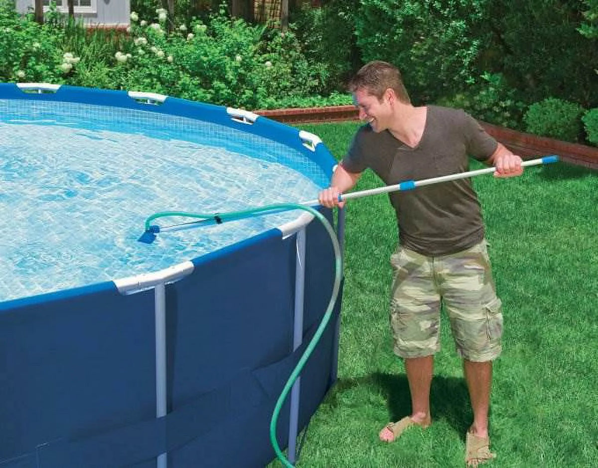 Round Swimming Pool Kit with Vacuum Skimmer, Pole, and Cover Tarp R4879