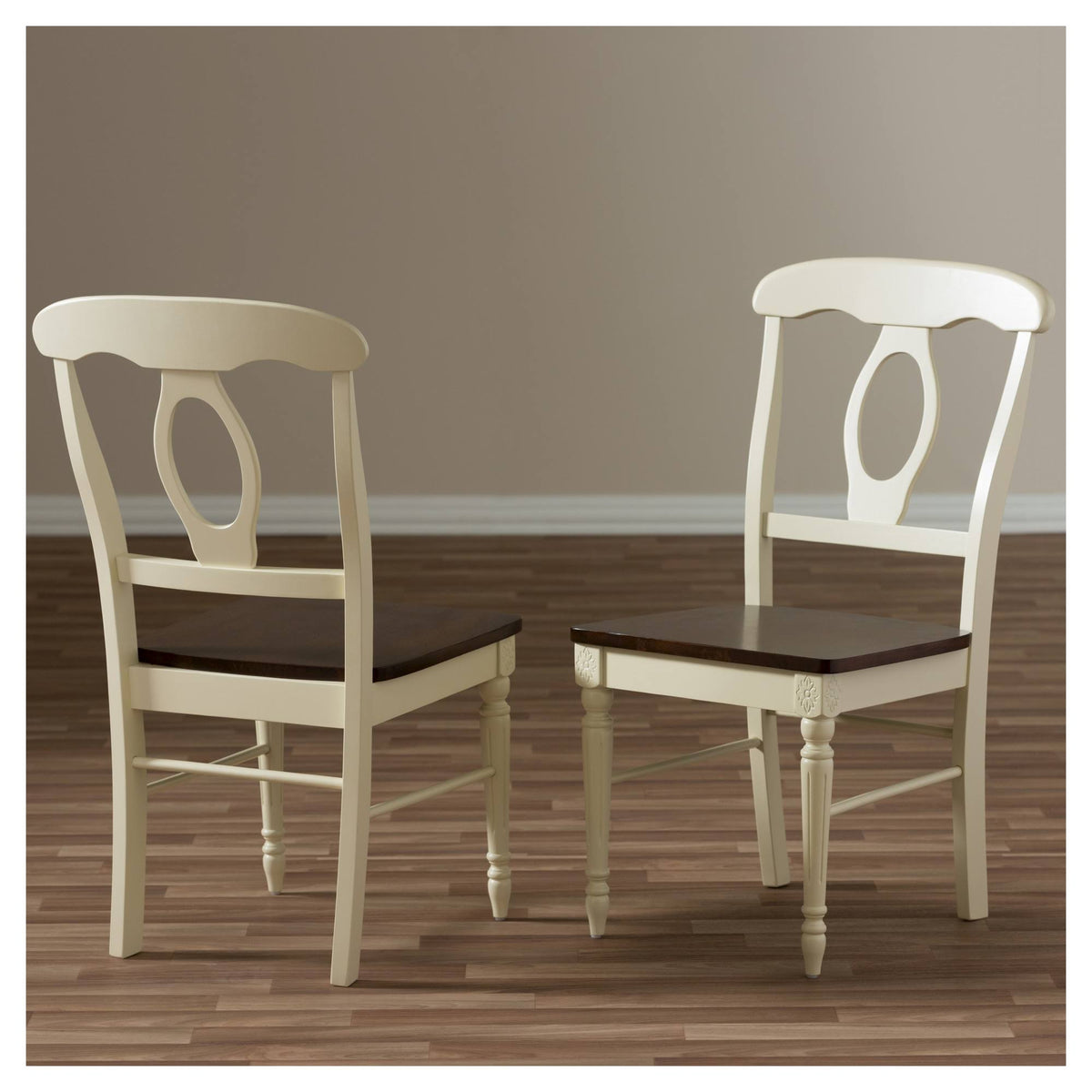 French Country Cherry Brown Wood Dining Chair (Set of 2) B833067