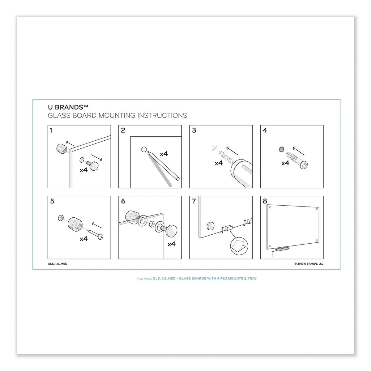 Magnetic Glass Dry Erase Board 48 x 36 White L91004